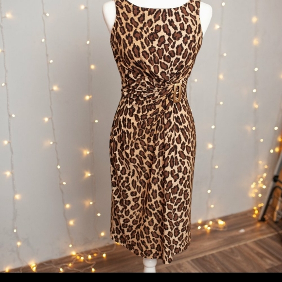 Chaps Dresses & Skirts - Leopard print midi dress size Small